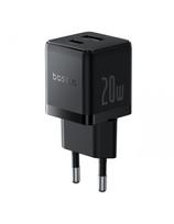 „Palm“ 20 W USB-C USB-A sieninis įkroviklis – juodas