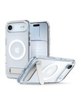 „iPhone 17 Air Ultra Hybrid S“ apsauginis „MagSafe“ dėklas su stovu – skaidrus ir baltas