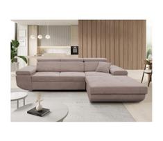 Išskleidžiama L formos kampinė sofa CASTELO, dešinės pusės, smėlinė, su daiktadėže