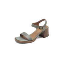 2024 New Women Sandals Casual Office Ladies Genuine Leather Thick Heels Platforms Shoes Woman Summer Fashion New Arrival Pumps 34 dangaus mėlyna spalva