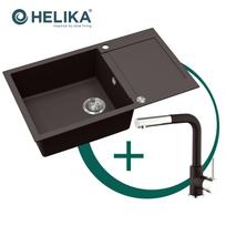 Komplektas: virtuvės plautuvė ir maišytuvas su ištraukiama žarna HELIKA SQT104-120AWP+2383-120