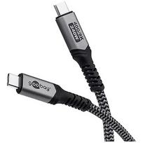 Goobay USB-C™ Cable with Textile Sheath, USB4™, 240 W, 40Gbit/s, Power Delivery, 0.5 m, Black, Grey 74210