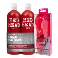 Spalvą saugančio šampūno ir balzamo rinkinys TIGI Bed Head Resurrection Tweens 2x750ml + RICH antistatinis plaukų šepetys