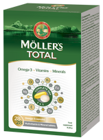 MOLLERS Total Omega-3 širdžiai, smegenims, akims ir imunitetui tabletės + kapsulės, 56 vnt.