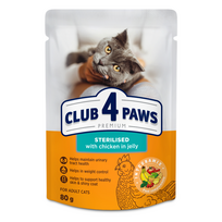 Club 4 Paws Premium Sterilized konservai su vištiena katėms, 80 g