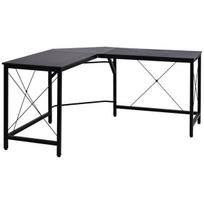 HOMCOM Kompiuterio stalas L formos kampinis stalas, kampinis stalas, MDF, juodas, 150x150x76cm