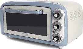 Ariete Vintage-Ofen 979, Retro Elektrobackofen mit 3 Backpositionen, 30 cm Pizzaofen, Max. Temperatūra 230 °C, laikmatis, Edelstahlgrill, 1300 W, Blau