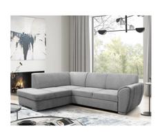 Išskleidžiama L formos kampinė sofa-lova SERPA, kairės pusės, pilka, su patalynės dėže