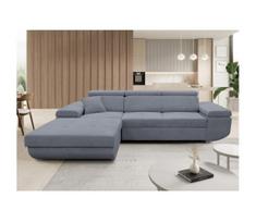 Išskleidžiama kampinė sofa su patalynės dėže, L formos, CASTELO, kairinė, tamsiai pilka