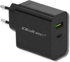 Qoltec Charger | 45W | 5-20V | 2.25-3A | USB typ C PD | USB | Black