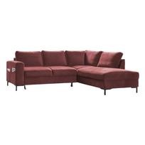 Iš velveto sulankstoma kampinė sofa rožinės spalvos (su dešiniuoju kampu) Lofty Lilly – Miuform