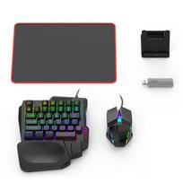 5in1 Mobiliojo žaidimo konverteris Klaviatūra Pelė Žaidimų rinkinys PUBG Laidinis RGB foninio apšvietimo klaviatūra su telefono laikikliu žaidėjų priedams juoda