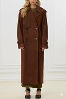 Handmade Party Lambskin Women's Coat Trench Genuine Brown Suede Leather Stylish S ruda