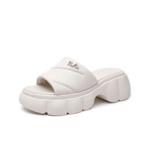 Fashion 5cm Soft Genuine Leather Summer Lightweiget Loafer Slipper Well-fitting Peep Toe Cozy Comfortable Contoured Sandals Shoes 35 smėlis