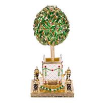 Faberge stiliaus kiaušinis, papuošalų dėžutė "Lauro medis" (apelsinų medis) su paukščiuku
