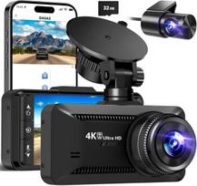 4K/1080P automobilinė vaizdo kamera, „WiFi“, 3.94″ ekranas, su 32GB kortele