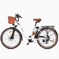Elektrinis dviratis DYU 26  250W variklis Didžiausias greitis 25 km/h 36V 15,6AH Didžiausias atstumas 80 km Keliamoji galia 120 kg Baltas C6 Pro balta