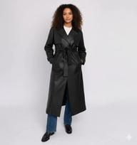 Casual Handmade Lambskin Party Stylish Genuine Women's Coat Trench Black Leather S