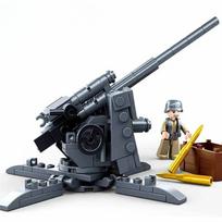 115 VNT. Antrojo pasaulinio karo karinių ginklų konstravimo kaladėlės 88MM Flak Prieštankinis modelis Kaladėlių rinkinys su figūrėlėmis Edukaciniai „pasidaryk pats“ žaislai Vaikams Berniukams Be dėžutės