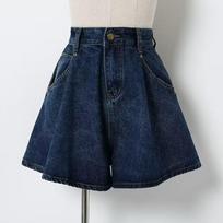 Women's Retro High-Waisted Denim Shorts - Summer 2025: Slimming, Loose-Fit, Petite A-Line, Wide-Leg Hot Pants 4XL tamsiai mėlyna spalva