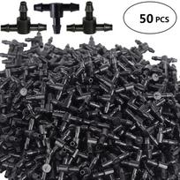 Trijų krypčių laistymo žarnos jungtis, žarnos antgalio jungtis, tinkama laistymo sistemoms su purkštuvais, 4mm/7mm žarnoms 50PCS
