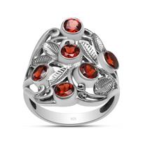 Natūralus granatas 4x4 mm apvalus brangakmenis 925 svarų sterlingų sidabro lapo filigraninio dizaino žiedas moterims ir mergaitėms 5 raudona