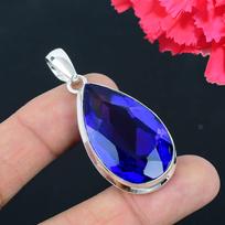 Tanzanito brangakmenio pakabukas Solidus 925 svarų sterlingų sidabro pakabukas Papuošalai Dovana Unisex