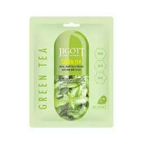 Jigott Green Tea Real Ampoule Mask lakštinė veido kaukė su žaliąja arbata 27 ml
