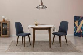Išplečiamas valgomojo stalo ir kėdžių rinkinys (3 vienetai) Vina 1048 - Walnut, Navy Blue