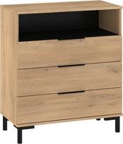 Komoda Meblocross Fresh FRE-03, šviesaus ąžuolo/juodos spalvos