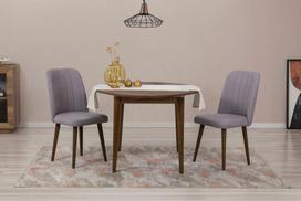 Išplečiamas valgomojo stalo ir kėdžių rinkinys (3 vienetai) Vina 0701 - Walnut, Grey