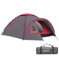 Outsunny Palapinė stovyklavimui 3 asmenims, lengva, stabili, vandeniui atspari, UV 50+, kupolo formos palapinė su stogeliu, durimis, langu, grindų danga, šeimos palapinė su 2000 mm vandens stulpeliu, palapinė stovyklavimui, kelionėms, žygiams, sodui