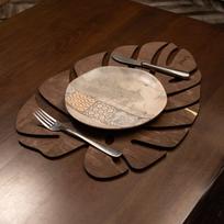 Stalo kilimėlio rinkinys (4 vienetai) Monstera - Wenge