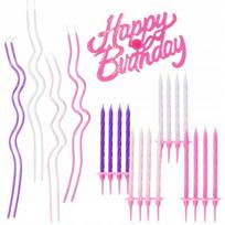 Rožinės Gimtadienio Žvakutės: Spiralės, Klasikinės ir "happy Birthday"