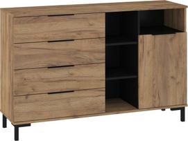 Komoda Meblocross Fresh FRE-01, auksinio ąžuolo/juodos spalvos