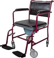 "Mobiclinic", "Ancla Commode" su ratukais, europietiškas prekės ženklas, tualeto sėdynė pagyvenusiems žmonėms ir neįgaliesiems, tualeto sėdynė, atlenkiami porankiai, nuimamos kojos atramos, su dangčiu, bordo spalvos