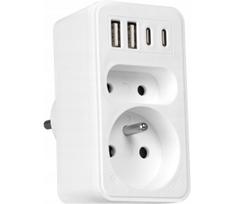 Maitinimo adapteris su 2 lizdais + 2xUSB-C + 2xUSB-A
