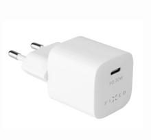 Kelioninis mini įkroviklis FIXED 30 W su USB-C/USB-C  kabeliu, baltas