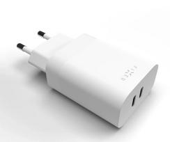 Sieninis įkroviklis FIXED 35W,  Dual USB-C, baltas