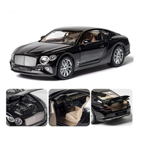 Inercinis metalinis automobilis Bentley Continental GT su šviesa ir garsu, veikiantis su baterijomis, Juodas