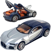 Inercinis metalinis automobilis Bugatti Chiron 1:24 su šviesa ir garsu, veikiantis su baterijomis