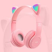 Vaikiškos ausinės su LED Cat Ears (saugus garsumo limitas 85 dB)