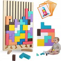 Medinė 3D Tetris Dėlionė – Lavinamieji Blokai (42 vnt.)