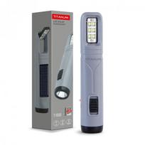 Žibintuvėlis LED su saulės baterija ir reguliuojamu apšvietimu 50+50Lm, Titanum, įmontuota baterija Li-ion 18650 800mAh