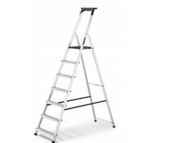 Buitinės kopėčios DRABEST ALD7 PRO 150 kg,  vienpusės su lentyna, 7  pakopų (DR-AL-D7-PRO-Ż+CZ+P )