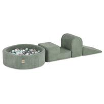 Premium Minkšta Žaidimų Aikštelė PLUSH NEST: Sausas Baseinas (90x30) + 3 Moduliai, Žalia