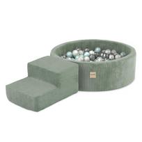 Premium Minkštas Žaidimų Kampelis PLUSH NEST: Sausas Baseinas (90x30) ir Kopėtėlė, Žalias