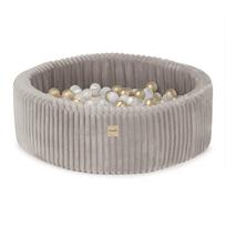 Prabangus Apvalus Kamuoliukų Baseinas PLUSH NEST Puffy Lamell, Smėlio Spalvos (90x30 cm) + 200 Kamuoliukų