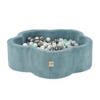 Premium Sausas Kamuoliukų Baseinas iš Mėlyno Kordo Audinio (95x30 cm) + 300 Kamuoliukų