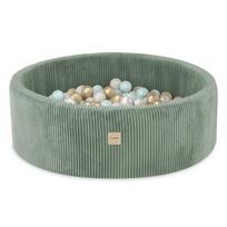 Veliūrinis Sausas Kamuoliukų Baseinas PLUSH NEST (90x30 cm), Žalias, su 200 Kamuoliukų